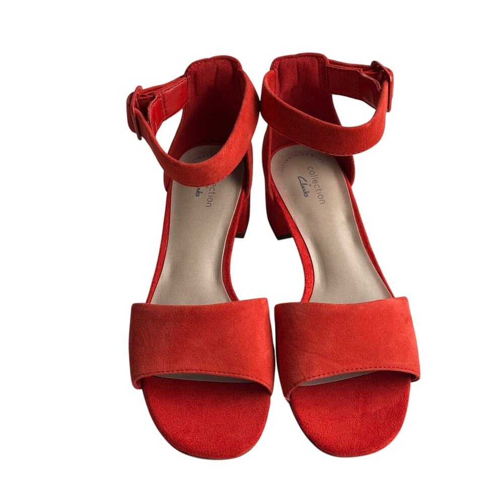 Red Ankle-Strap Block Heel Sandals - Women's